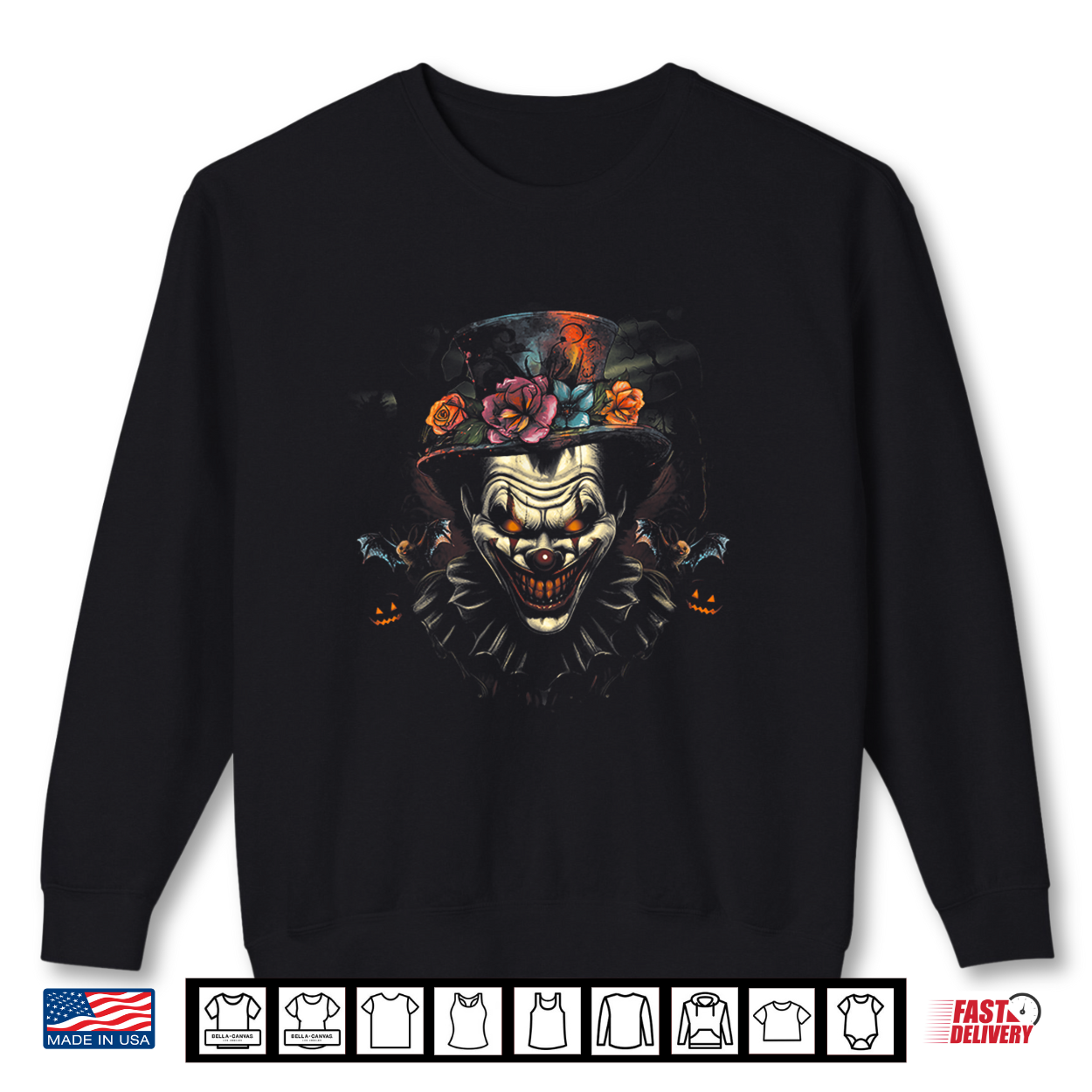 Halloween Scary Evil Clown Mask Horror Face Zombie Costume Shirt