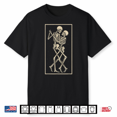 Dancing Skeleton Couple Romantic Gothic Halloween Design Shirt