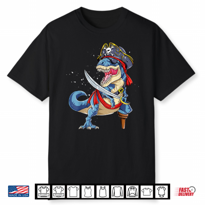 Dinosaur T Rex Pirate Jolly Roger Halloween Shirt
