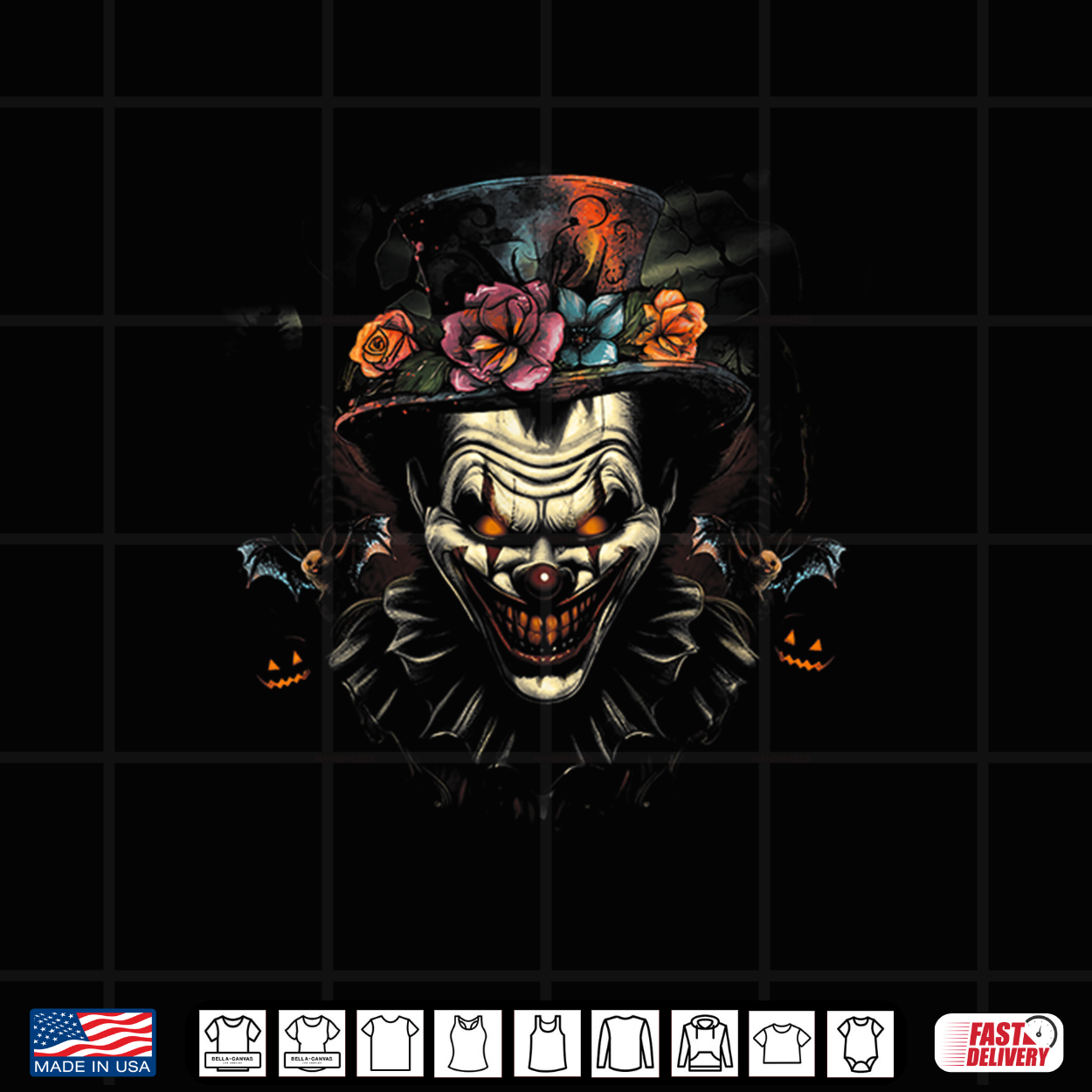 Halloween Scary Evil Clown Mask Horror Face Zombie Costume Shirt