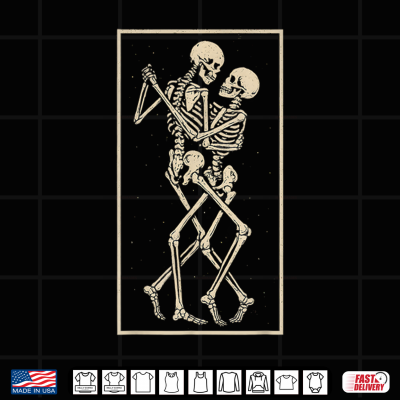 Design Dancing Skeleton Couple Romantic Gothic Halloween Design Shirt