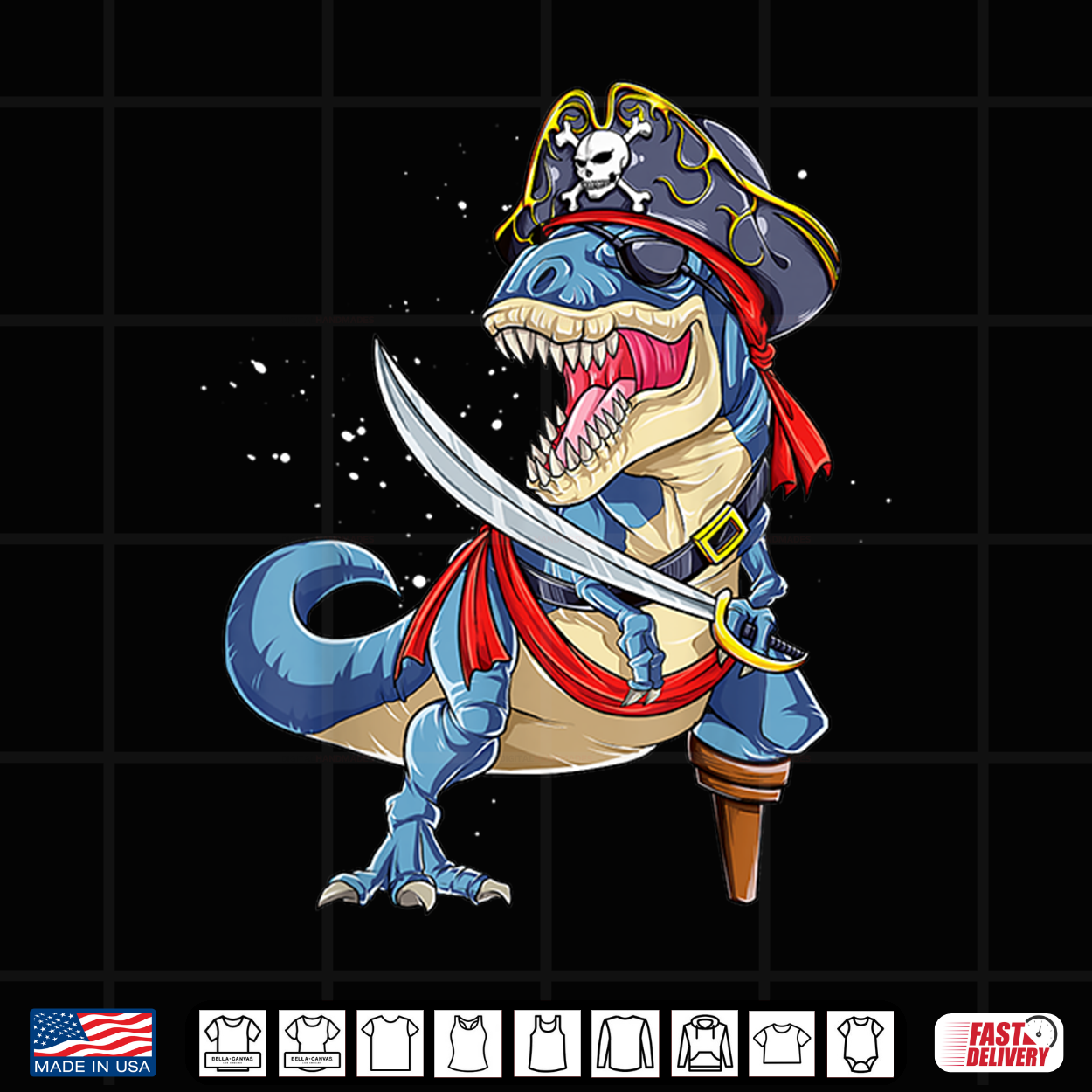 Dinosaur T Rex Pirate Jolly Roger Halloween Shirt Dinosaur T Rex Pirate Jolly Roger Halloween Shirt