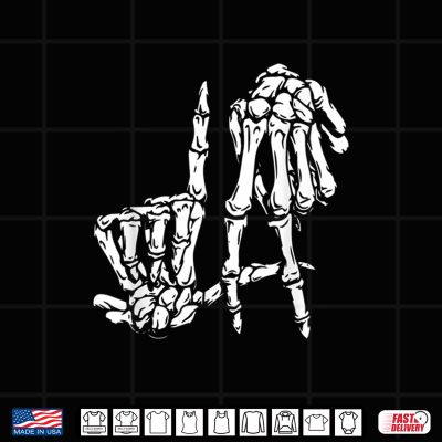 Design La Hand Sign Lazy DIY Halloween Costume Skeleton Los Angeles Shirt