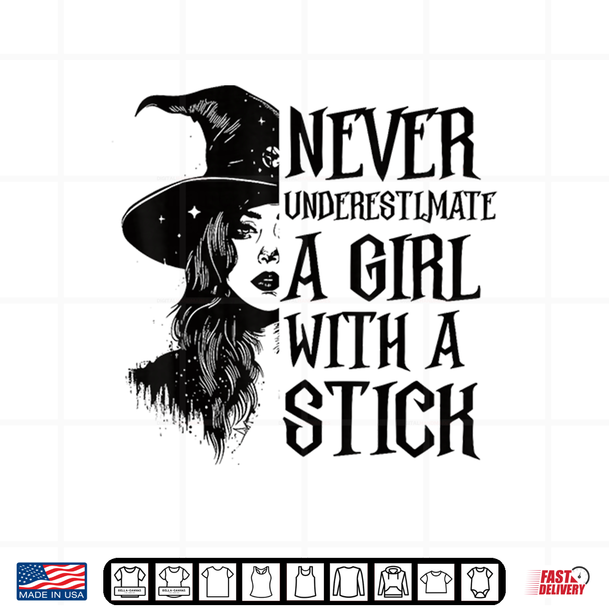 Never Underestimate A Girl With A Stick Witch Halloween Shirt Never Underestimate A Girl With A Stick Witch Halloween Shirt