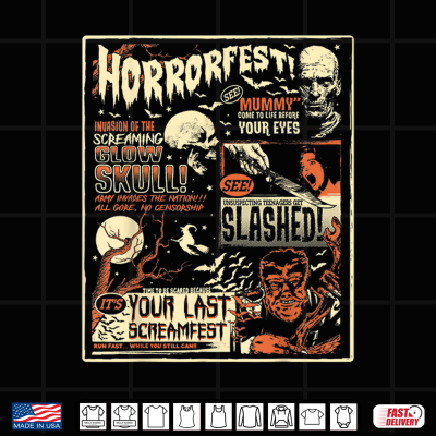 Horrorfest Movie Poster Terror Old Time Halloween Shirt 4 Design Horrorfest Movie Poster Terror Old Time Halloween Shirt