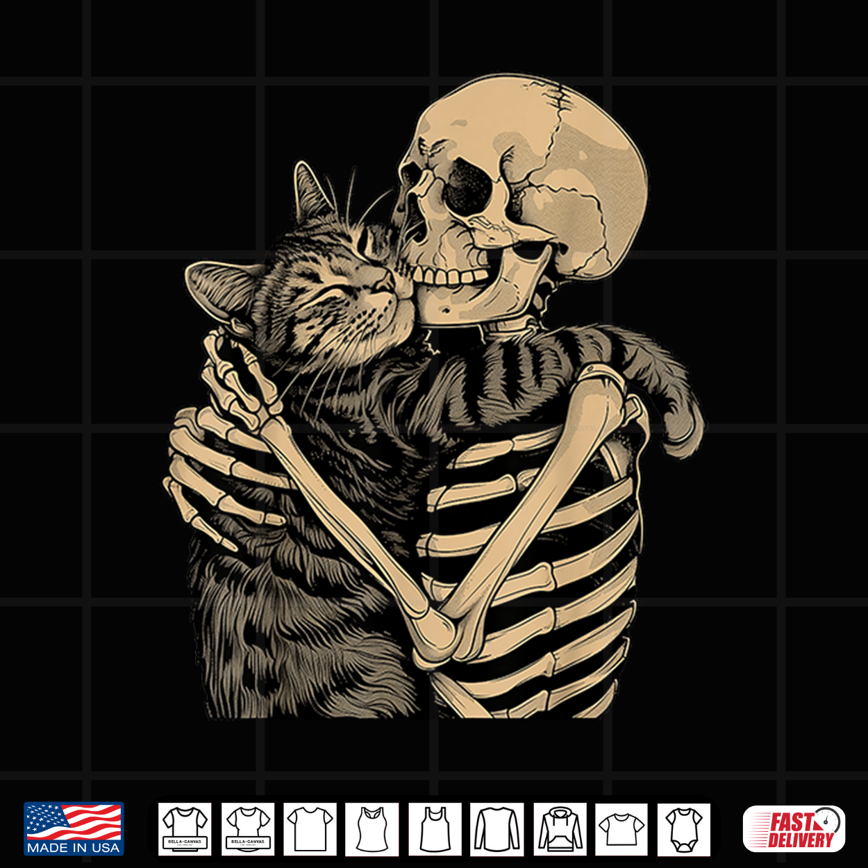 Skeleton Hugging Cat Halloween Cat Lover Cat Mom Dad Shirt