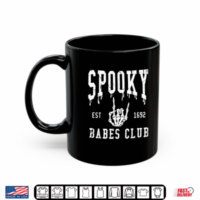 Mug Spooky Babes Club Est 1629 Halloween Salem Witchy Skeleton Shirt