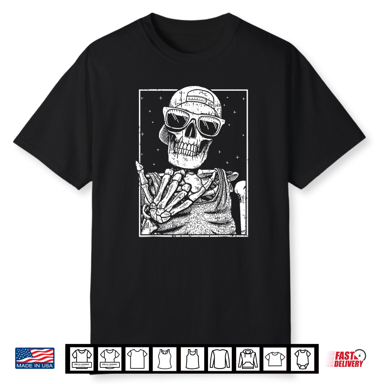 Skeleton Rock Hand Halloween Costume Cool Rock Music Rocker Shirt