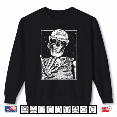 Sweatshirt Skeleton Rock Hand Halloween Costume Cool Rock Music Rocker Shirt