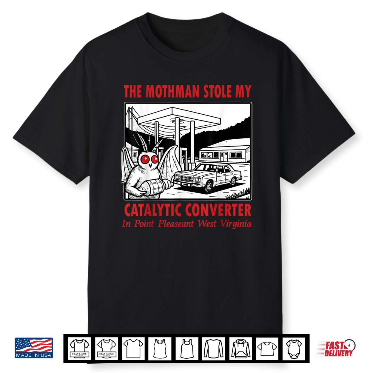 The Mothman Stole My Catalytic Converter Retro Funny Spooky Shirt The Mothman Stole My Catalytic Converter Retro Funny Spooky Shirt