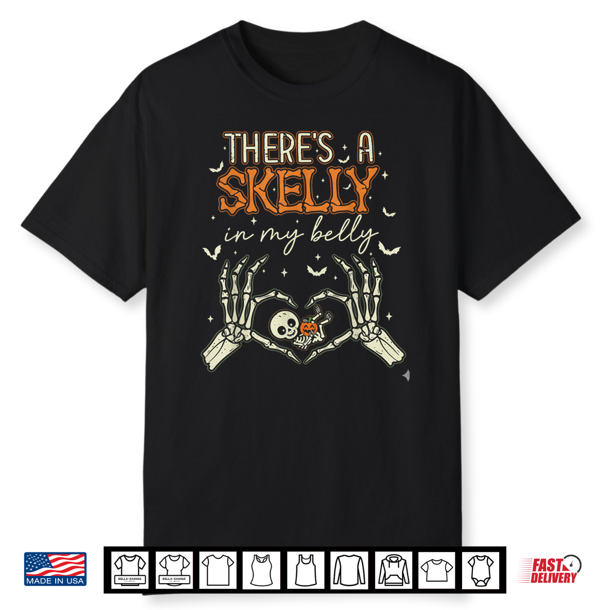There’S A Skelly In My Belly Funny Halloween Pregnancy Shirt