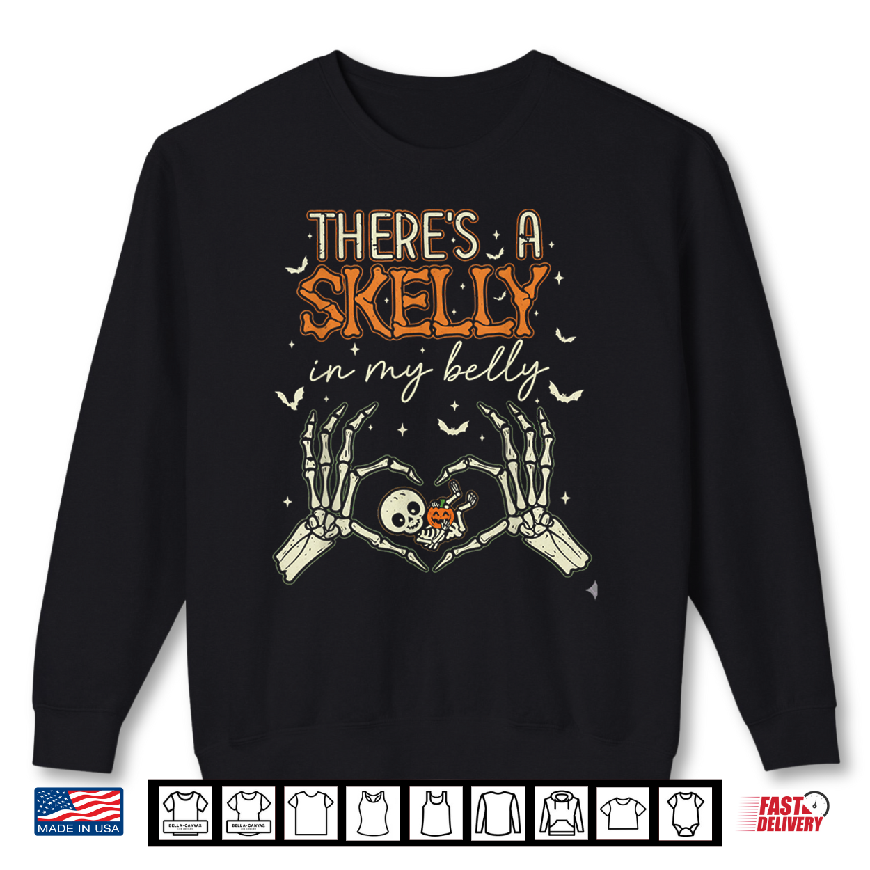 There’S A Skelly In My Belly Funny Halloween Pregnancy Shirt