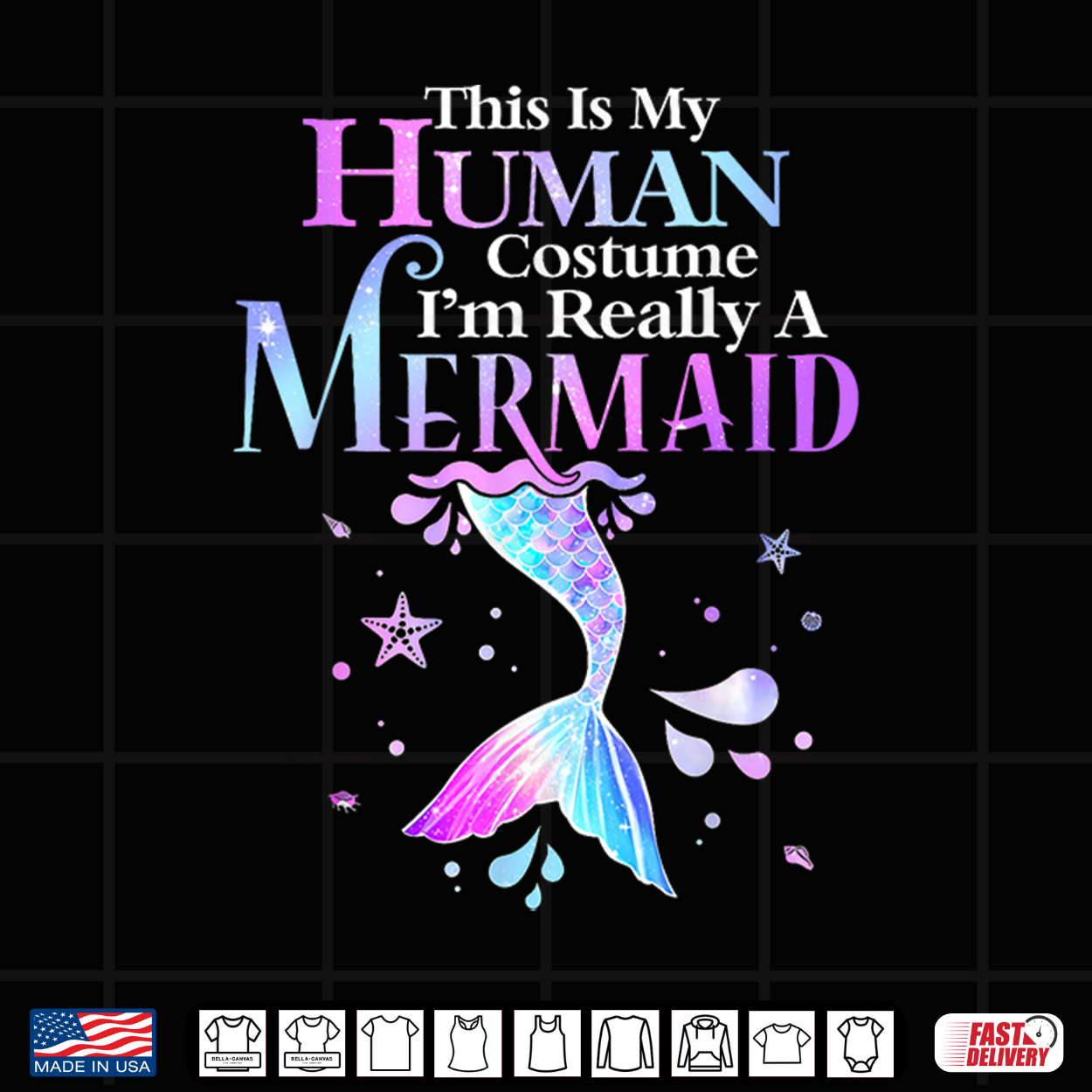 This Is My Human Costume I’M Really A Mermaid Halloween Shirt