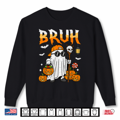 Sweatshirt Bruh Ghost Candy Pumpkin Halloween Costume Shirt