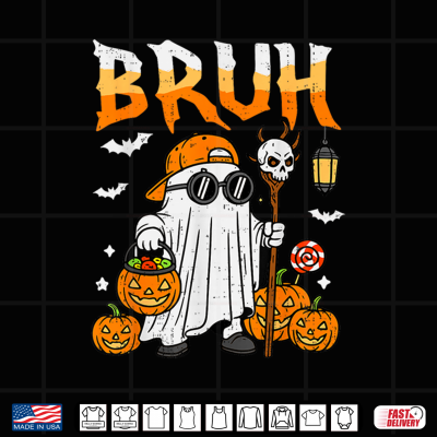 Design Bruh Ghost Candy Pumpkin Halloween Costume Shirt
