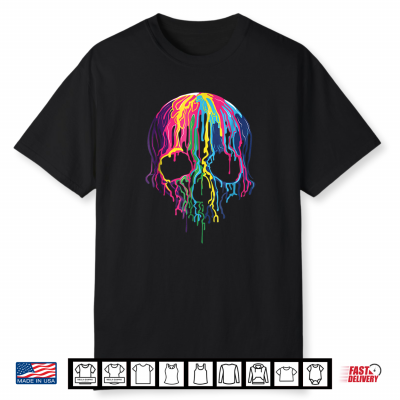 Colorful Melting Skull Art Halloween Shirt