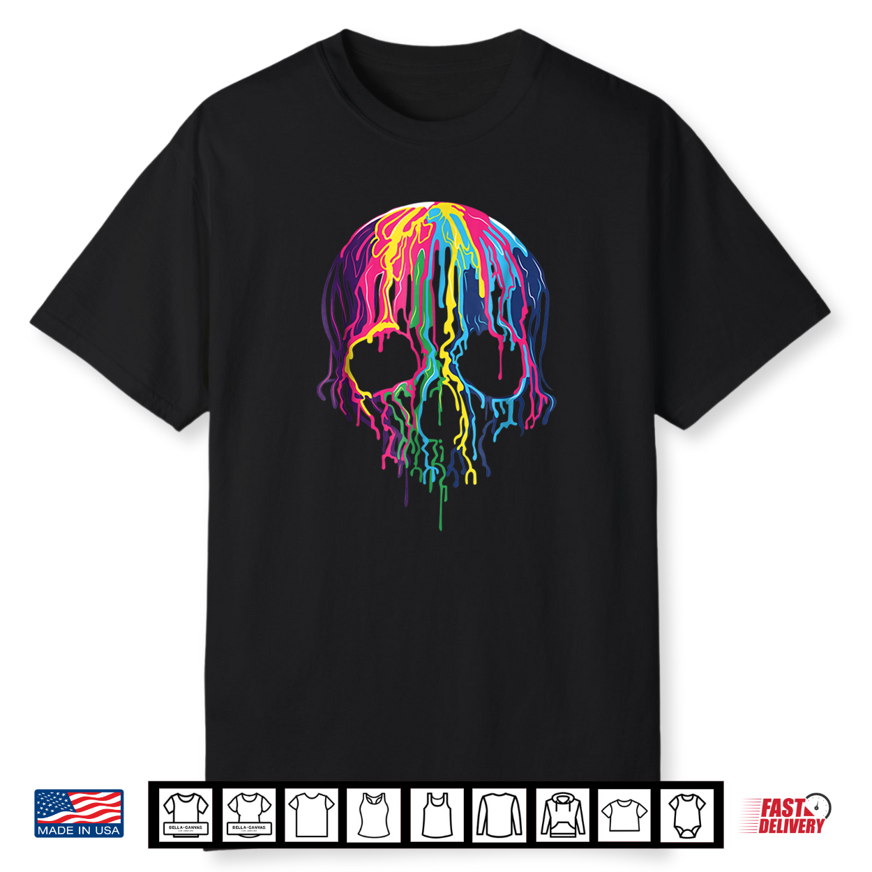 Colorful Melting Skull Art Halloween Shirt