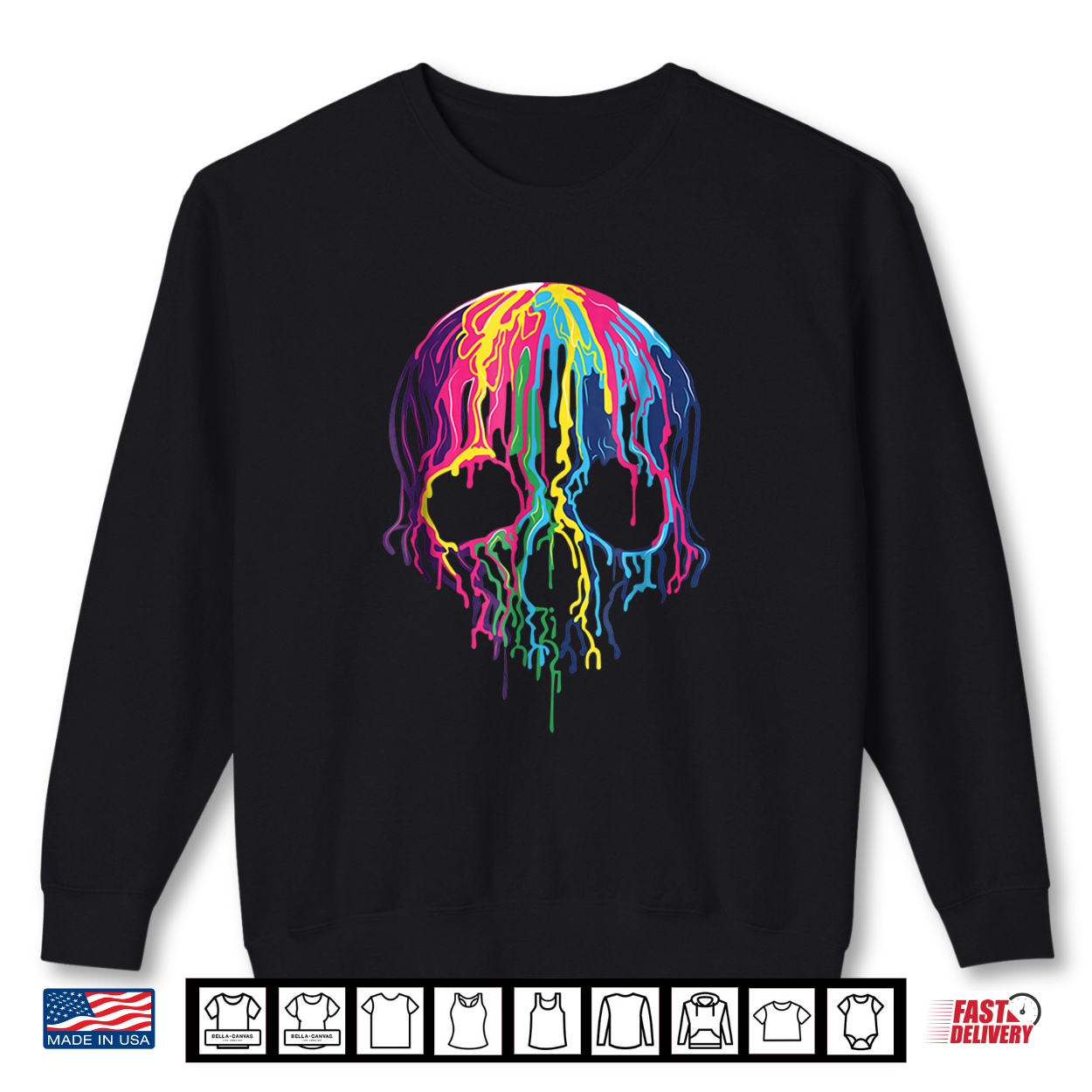 Colorful Melting Skull Art Halloween Shirt