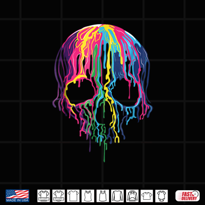 Design Colorful Melting Skull Art Halloween Shirt