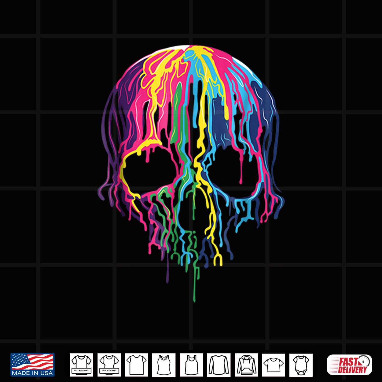 Colorful Melting Skull Art Halloween Shirt