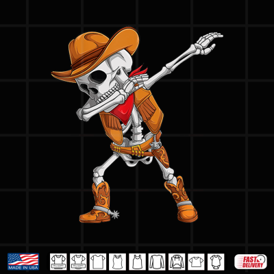 Design Dabbing Skeleton Cowboy Halloween Costume Shirt