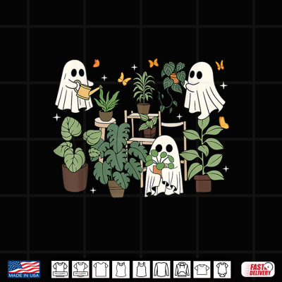 Design Ghost Plant Lady Retro Halloween Plants Spooky Mom Shirt