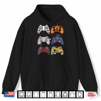 Hoodie Halloween Skeleton Zombie Gaming Controllers Mummy Shirt