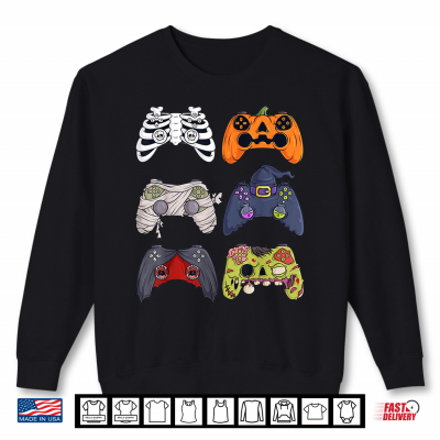 Sweatshirt Halloween Skeleton Zombie Gaming Controllers Mummy Shirt