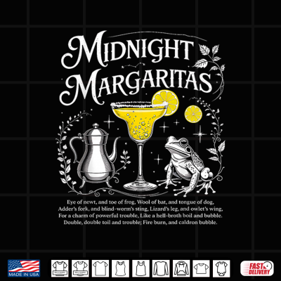 Design Midnight Margaritas Witch Halloween Cocktail Shirt