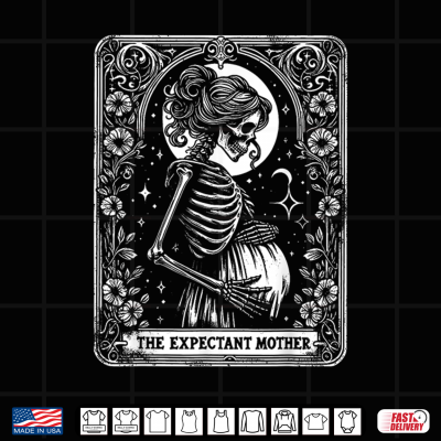 Design Skeleton Expectant Mother Tarot Card Pregnancy Announcement Shirt