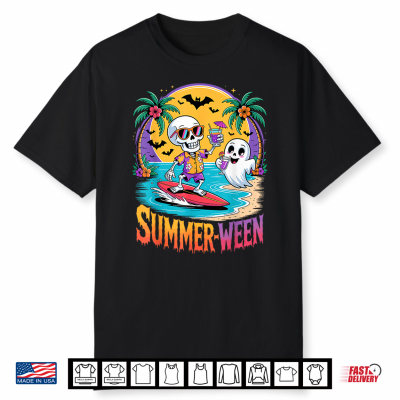 Skeleton Ghost Spooky Beach Holiday Summer Party Summerween Shirt