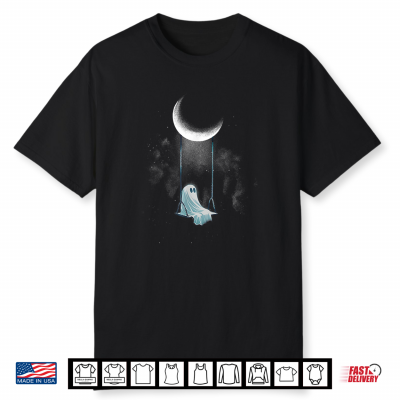 Spooky Ghost Swing Under Moon Lazy Halloween Costume Gothic Shirt