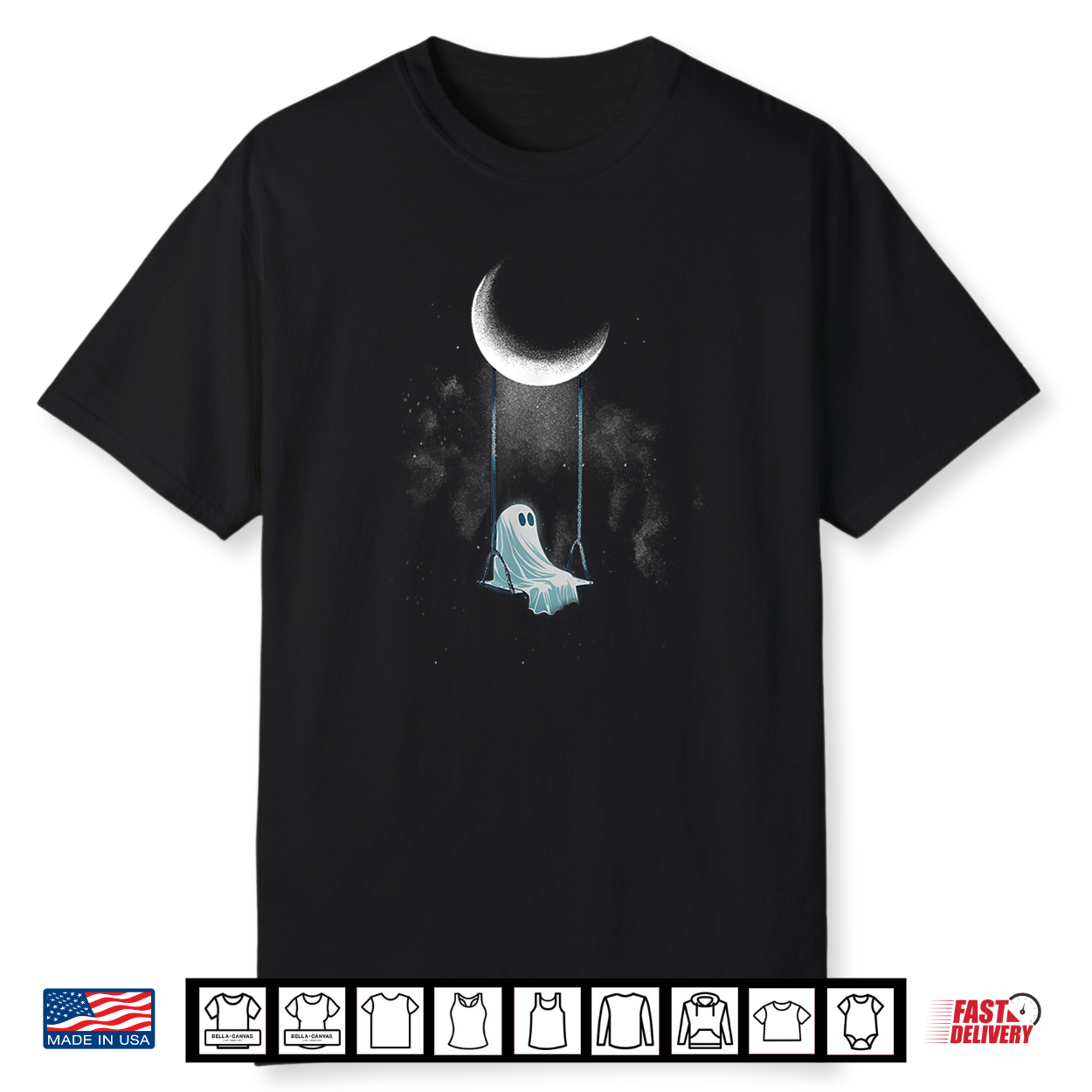 Spooky Ghost Swing Under Moon Lazy Halloween Costume Gothic Shirt Spooky Ghost Swing Under Moon Lazy Halloween Costume Gothic Shirt