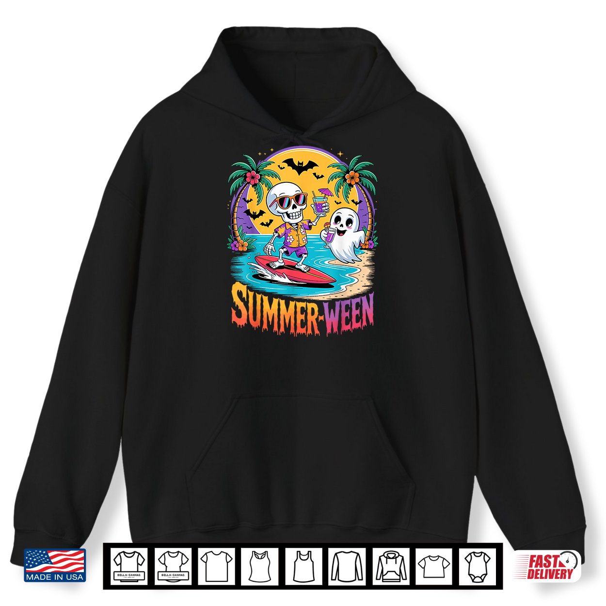 Skeleton Ghost Spooky Beach Holiday Summer Party Summerween Shirt