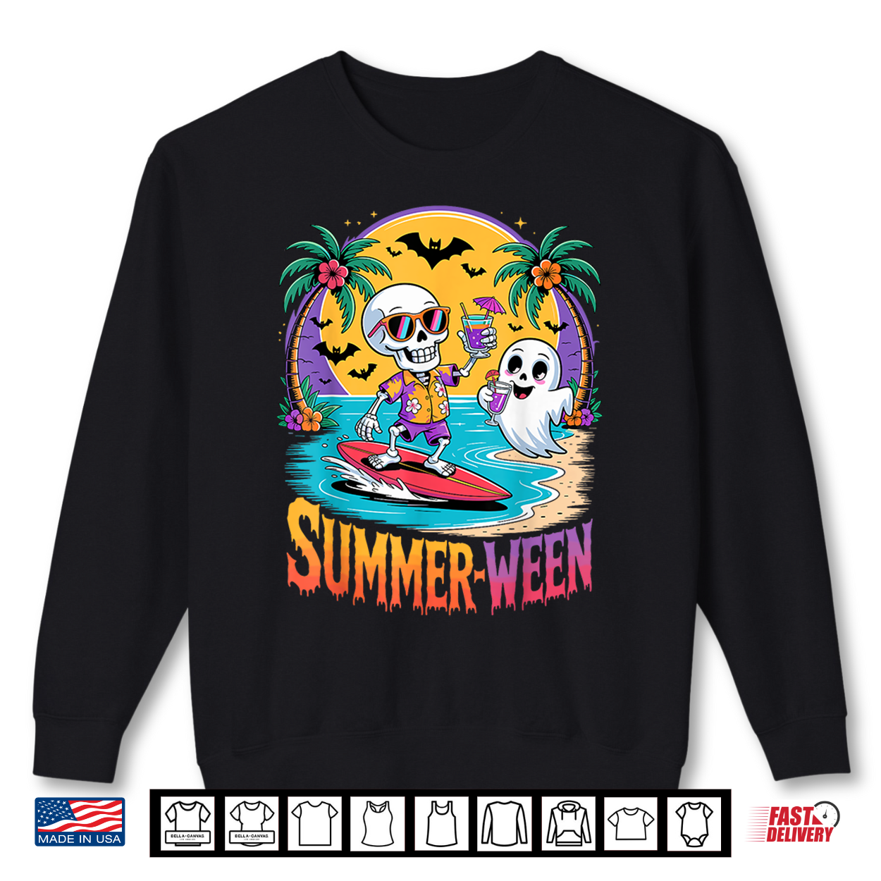 Skeleton Ghost Spooky Beach Holiday Summer Party Summerween Shirt