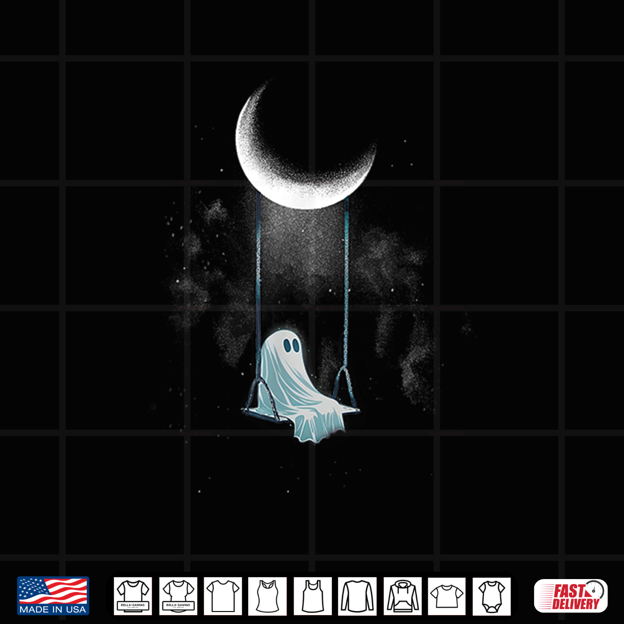 Spooky Ghost Swing Under Moon Lazy Halloween Costume Gothic Shirt Spooky Ghost Swing Under Moon Lazy Halloween Costume Gothic Shirt