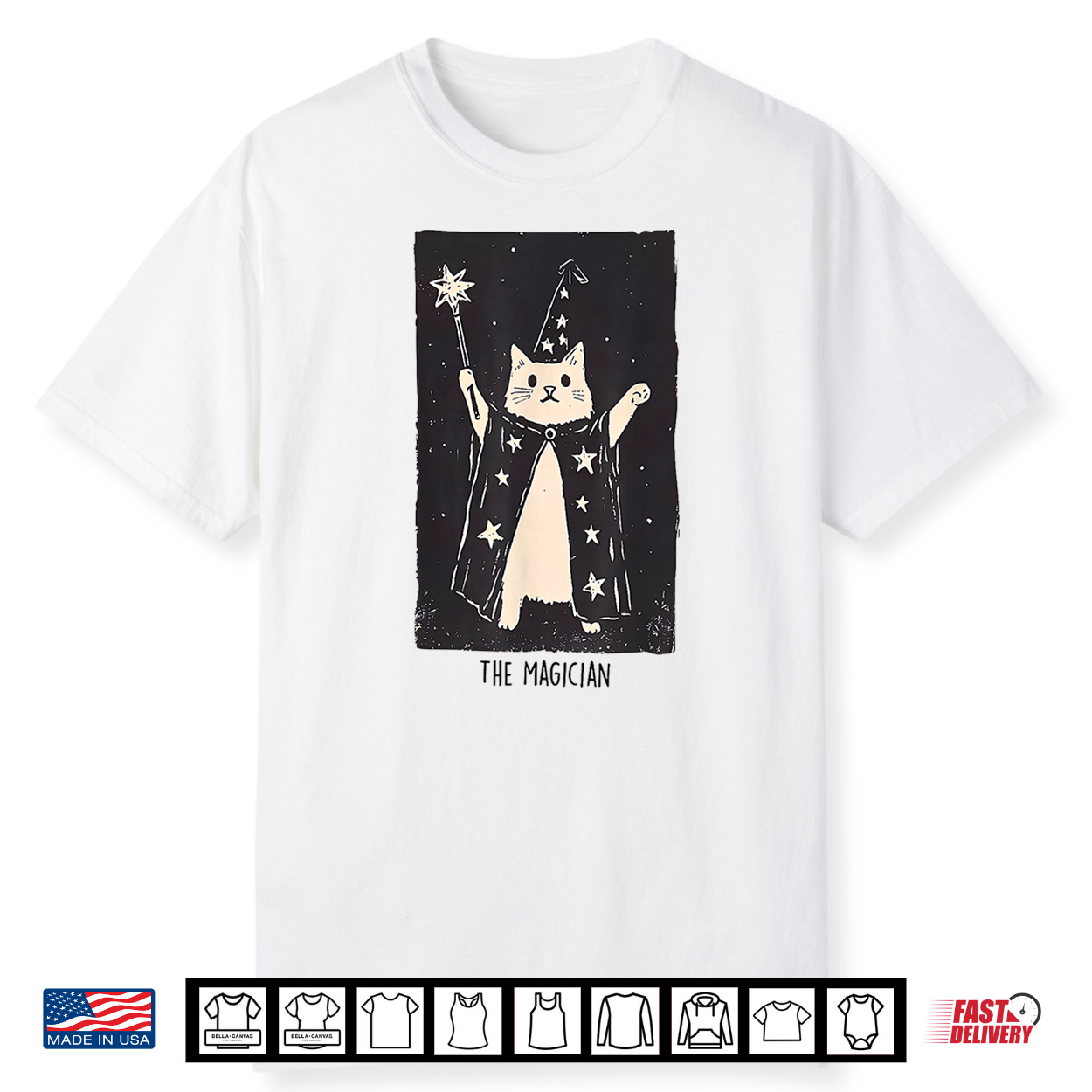 Wizard Cat Weird Funny Tarot Card The Magician Halloween Cat Shirt