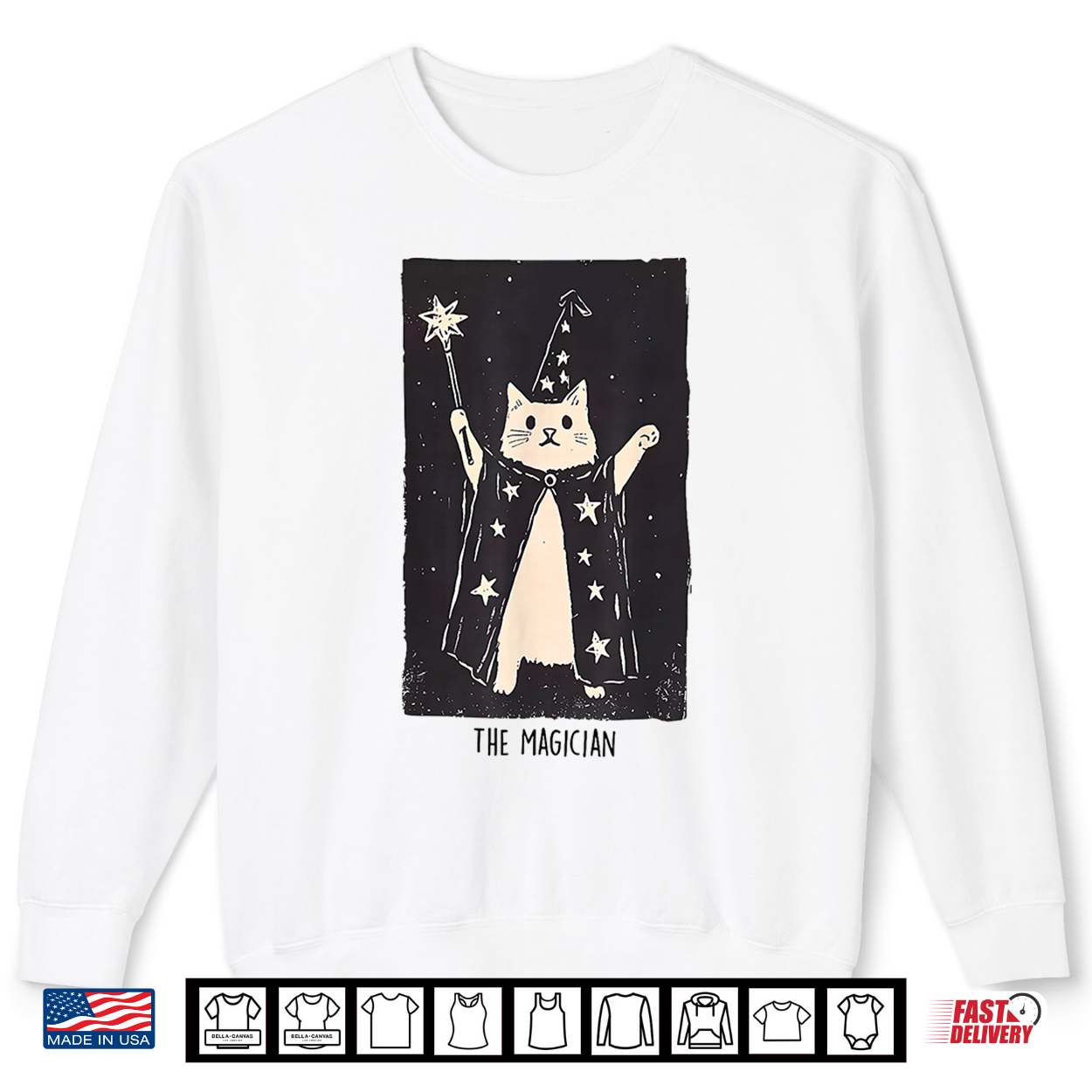 Wizard Cat Weird Funny Tarot Card The Magician Halloween Cat Shirt