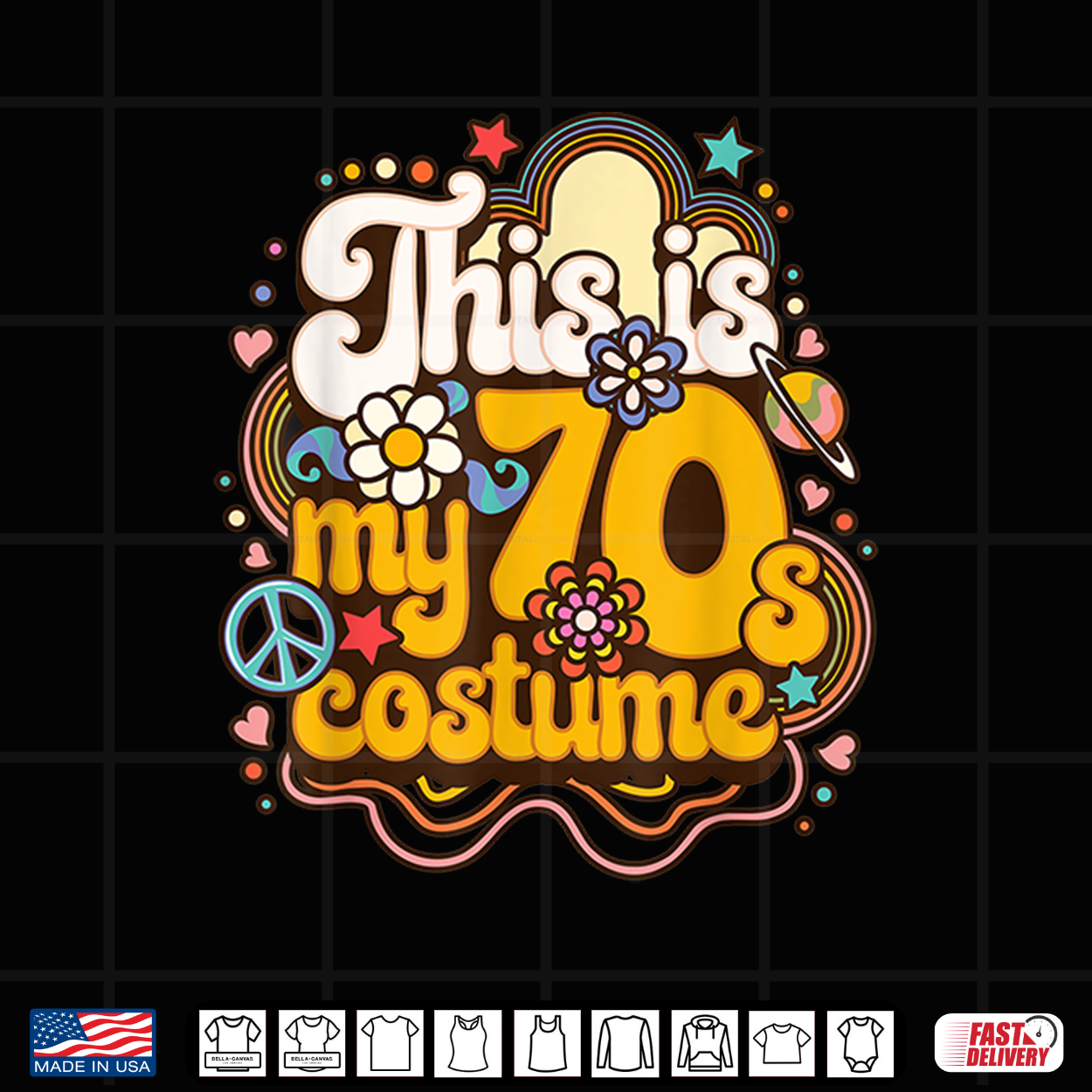 Costume Party Friends Family Member 70S Hippie Peace Shirt