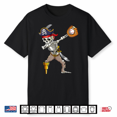 Dab Skeleton Dabbing Skeleton Pirate Baseball Shirt