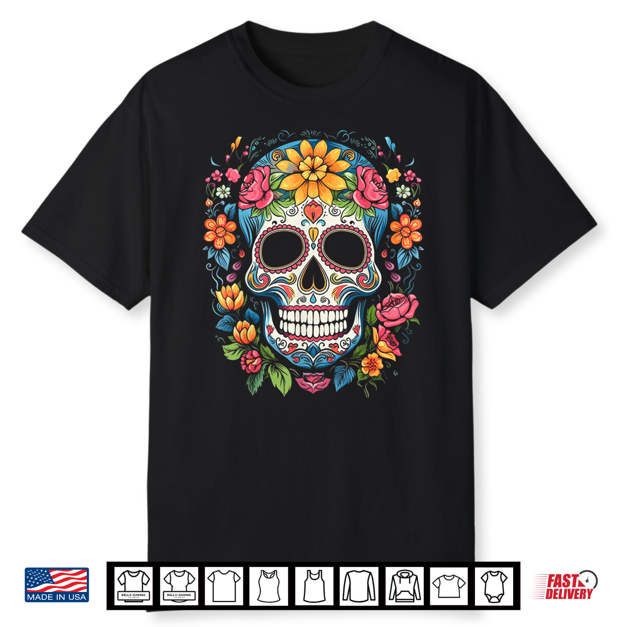De Los Muertos Day Of The Dead Sugar Skull Halloween Shirt
