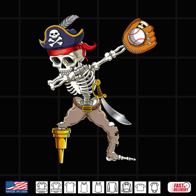 Design Dab Skeleton Dabbing Skeleton Pirate Baseball Shirt