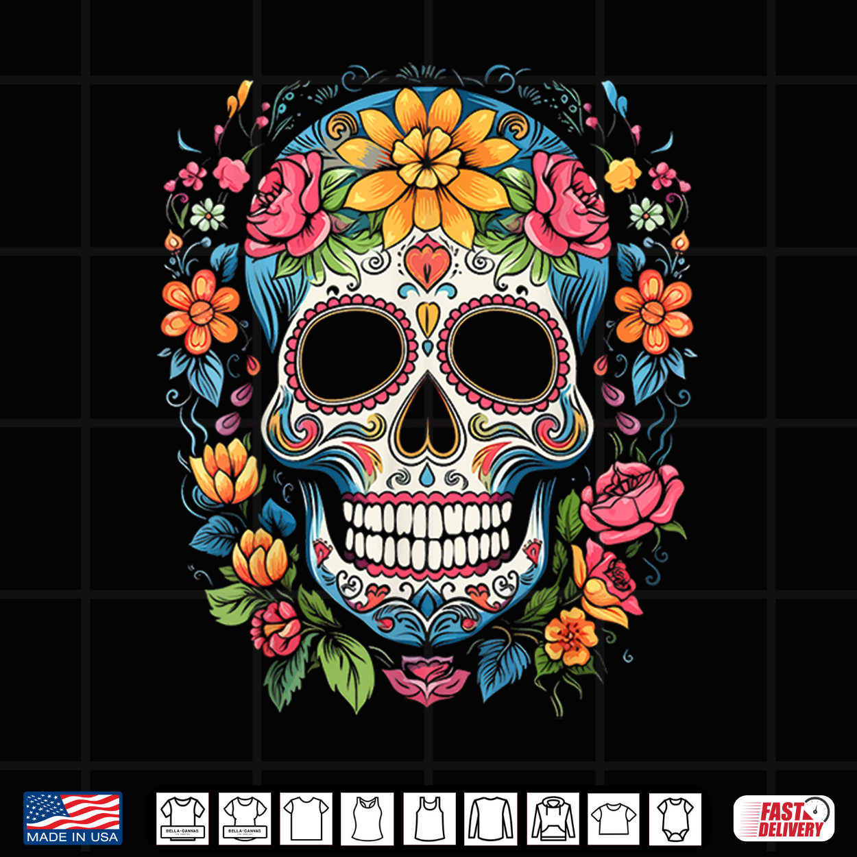 De Los Muertos Day Of The Dead Sugar Skull Halloween Shirt