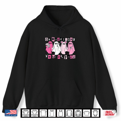 Hoodie On Wednesday We Wear Cute Pink Ghost Halloween Shirt