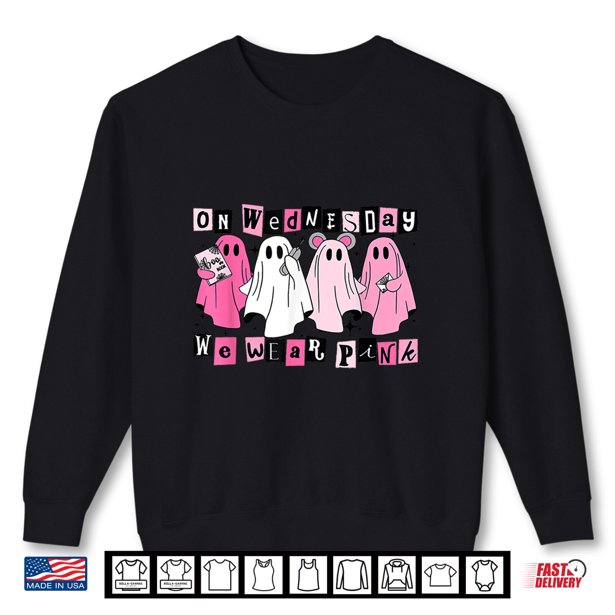 On Wednesday We Wear Cute Pink Ghost Halloween Shirt