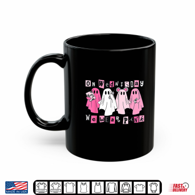 Mug On Wednesday We Wear Cute Pink Ghost Halloween Shirt