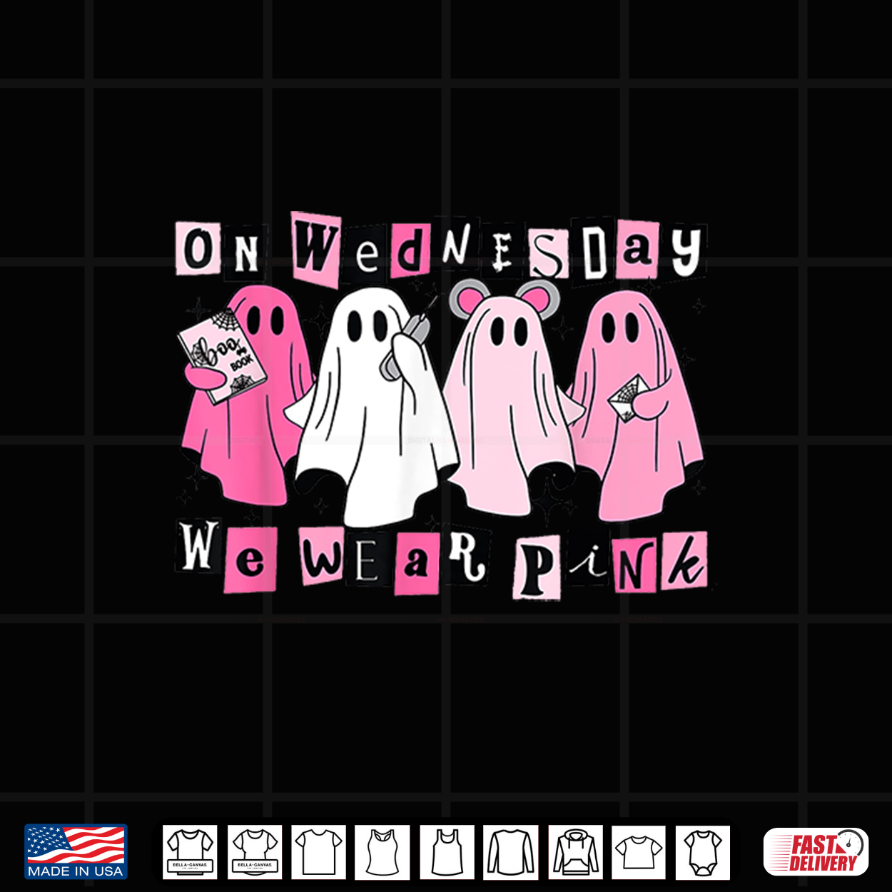 On Wednesday We Wear Cute Pink Ghost Halloween Shirt
