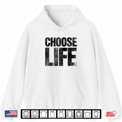 Hoodie Retro 80s Halloween Costume Choose Life Distressed Shirt