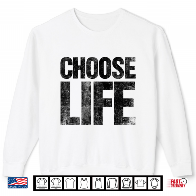 Sweatshirt Retro 80s Halloween Costume Choose Life Distressed Shirt