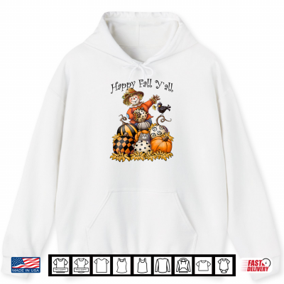 Hoodie Scarecrow Happy Fall Yall Pumpkin Thanksgiving Halloween Shirt